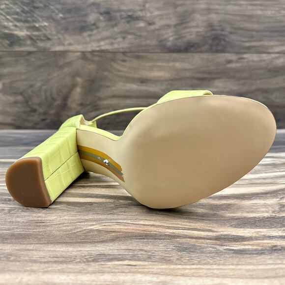 NIB Sam Edelman 8.5M Yaro Leather Ankle Strap Block Heel Sandals Kiwi - Picture 10 of 13